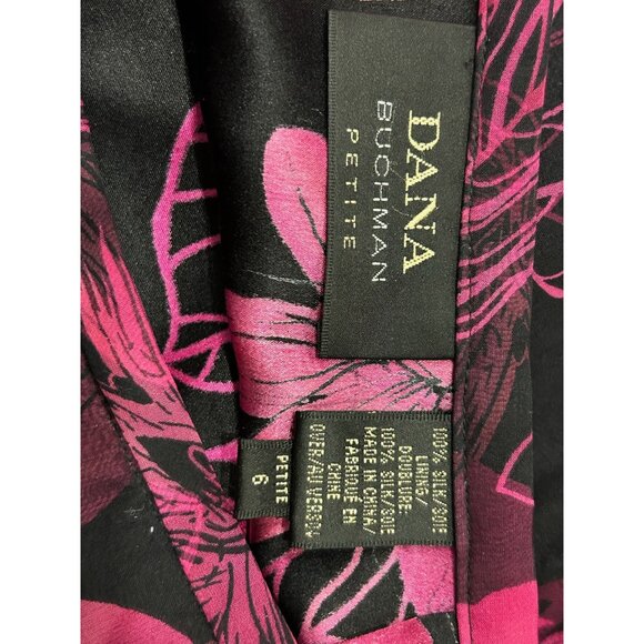 Dana Buchman Petite Womens Floral Pink & Black Maxi Skirt Size 6 Flowy Chic - Picture 5 of 9